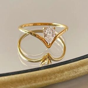 *New* 18k Gold Plated Ring with Clear Stone